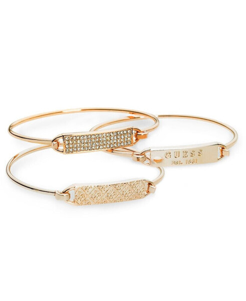 Rose Gold-Tone 3-Pc. Set Plate and Wire Bangle Bracelets