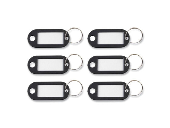 KEY TAGS LABEL WINDOW, 0.88 X 0.19 X 2, BLACK, 6/PACK