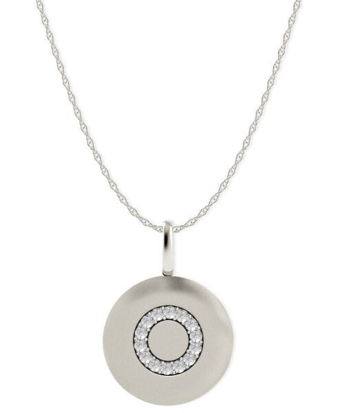 Macy's 14k White Gold Necklace, Diamond Accent Letter O Disk Pendant