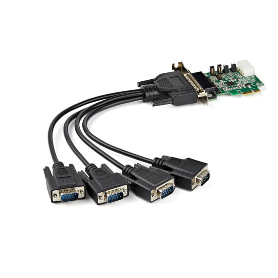 4-port PCI Express RS232 Serial Adapter Card - PCIe RS232 Serial Host Controller Card - PCIe to Serial DB9 - 16950 UART - Low Profile Expansion Card - Windows/Linux - PCIe - Serial - PCIe 1.1 - Green - 214358 h - CE - FCC