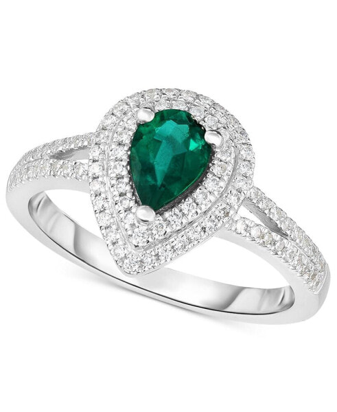 Emerald (5/8 ct. t.w.) & Diamond (1/3 ct. t.w.) Ring in 14k White Gold