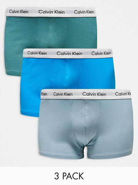 Calvin Klein Plus low rise cotton stretch trunks 3 pack in multi