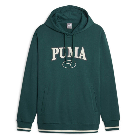 Puma Squad Logo Hoodie Mens Green Casual Outerwear 67601743
