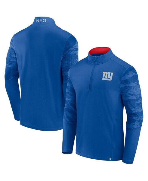 Men's Royal New York Giants Ringer Quarter-Zip Jacket