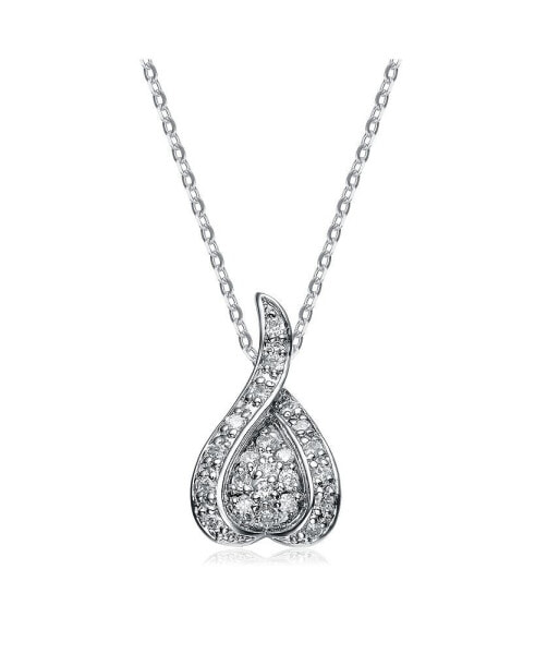 Stylish Sterling Silver White Gold Plated Cubic Zirconia Pendant