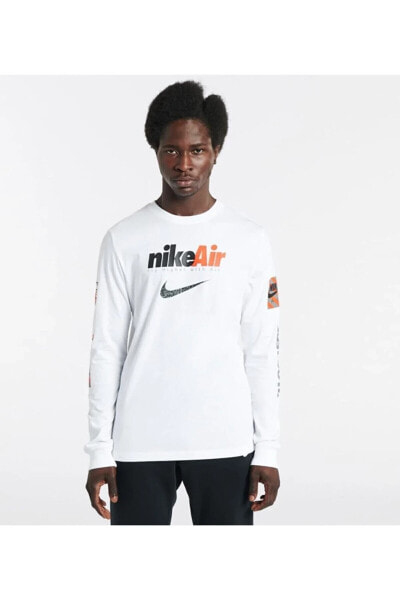 M Nsw Tee Ls Swoosh By Aır Gx Erkek Beyaz T-shirt - Dj1415-100