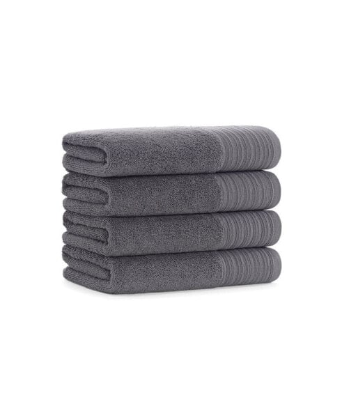 Anatolia Turkish Hand Towels (4 Pack), 18x32, 600 GSM, Woven Linen-Inspired Dobby, Ring Spun Combed Cotton, Low Twist