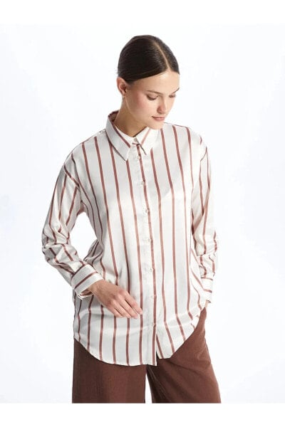 LCW Modest Desenli Uzun Kollu Saten Kadın Gömlek Tunik