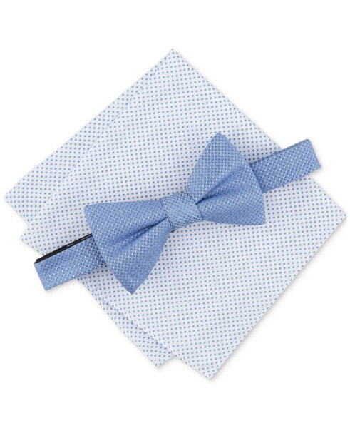 Men's Minetta Solid Bow Tie & Textured Pocket Square Set, Created for Macy's