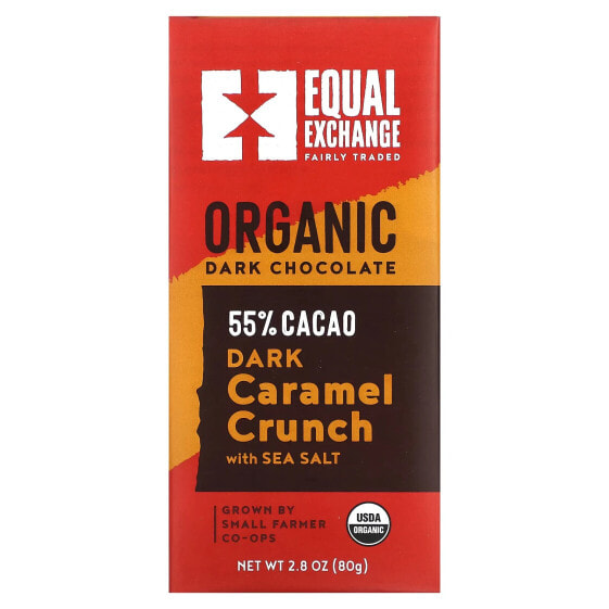 Equal Exchange, Organic, темный шоколад, карамель и морская соль, 55% какао, 80 г (2,8 унций)