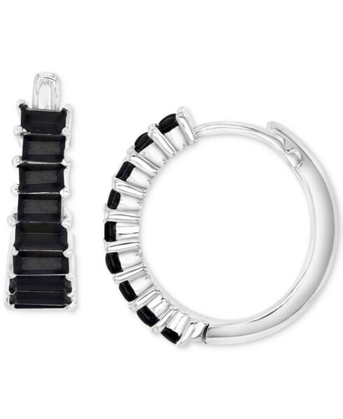 Black Cubic Zirconia Graduated Small Huggie Hoop Earrings, 0.79"