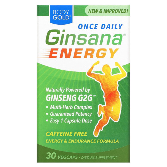 Энергетик без кофеина Ginsana Energy, 30 ВегКапсель (BodyGold)