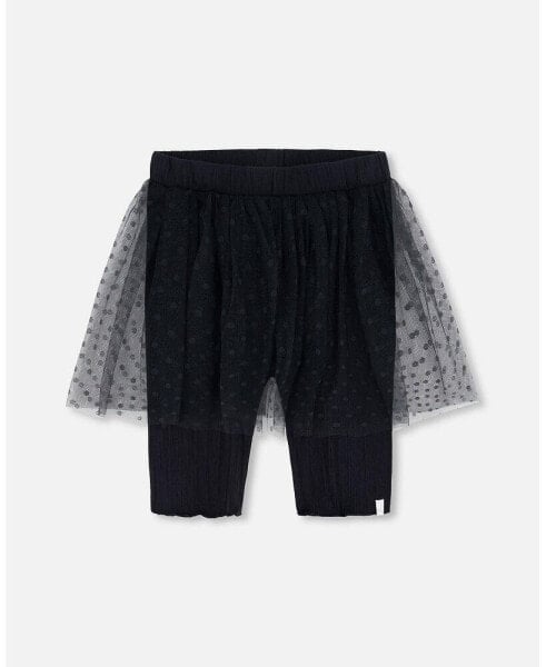 Girl Biker Short With Mesh Skirt Black - Child