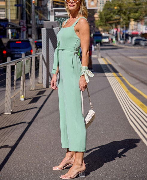 Women's Mint Sleeveless Square Neck Straight Leg Jumpsuit