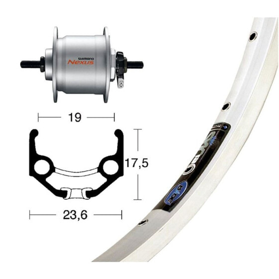 Передний велосипедный обод Winora Rigida Zac 19 Dynamo Shimano DH3N31 28x1.75