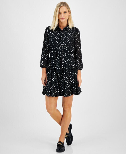 Women's Dot-Print Collared Shirtdress