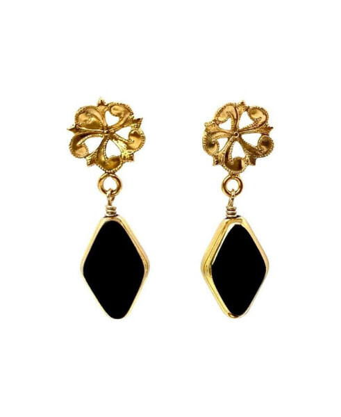 Fleur Art Deco Earrings in Black