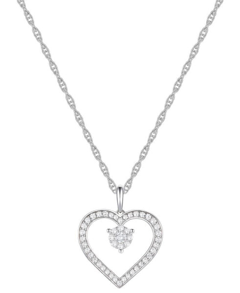 Macy's diamond Heart 18" Pendant Necklace (1/3 ct. t.w.) in Sterling Silver