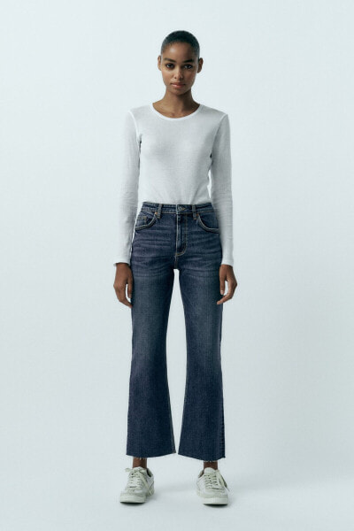 Джинсы со средней посадкой trf cropped flare ZARA