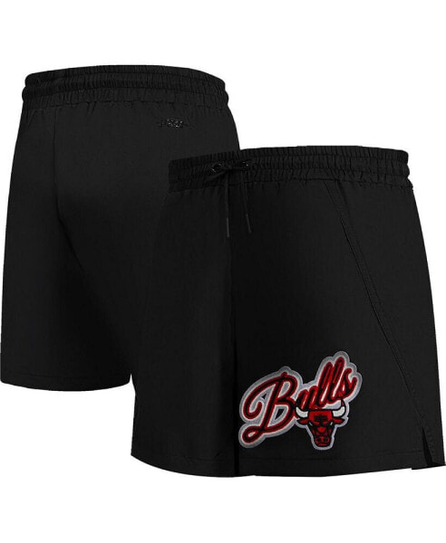 Women's Black Chicago Bulls Script Woven Shorts