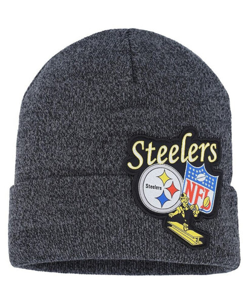 Шапка вязаная с отворотом Mitchell&Ness Pittsburgh Steelers черная XL Logo