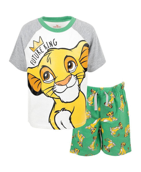 Boys Mickey Mouse Lion King Pixar Cars Pixar Toy Story French Terry T-Shirt and Shorts Outfit Set to