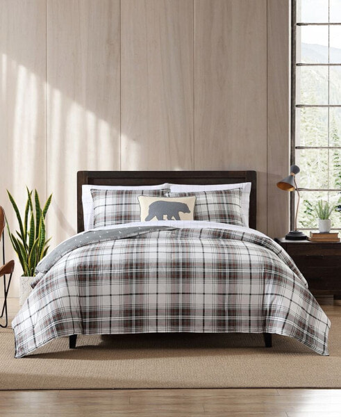 Alder Plaid Charcoal Duvet Set, Full/Queen