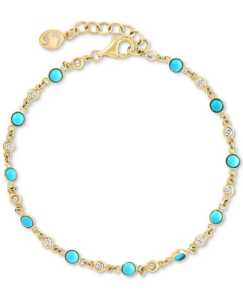 EFFY® Turquoise & Diamond (1/3 ct. t.w.) Bezel Link Bracelet in 14k Gold