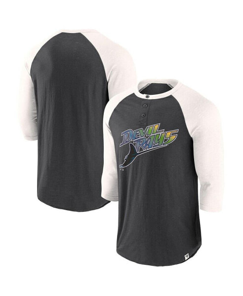 Men's Black/Cream Tampa Bay Rays Historical Win 3/4-Sleeve Henley T-Shirt