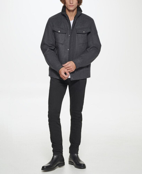 Men's Textured Wool Sherpa Inner Collar Jacket