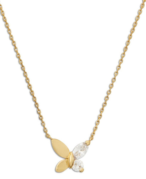 Gold-Tone Crystal Social Butterfly Pendant Necklace, 16" + 3" extender