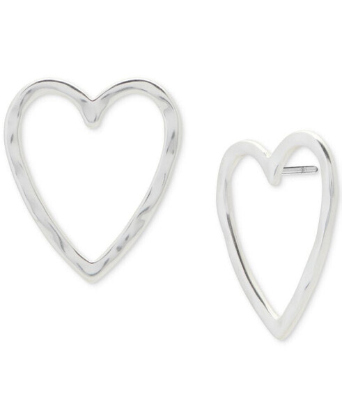 Silver-Tone Open Heart Stud Earrings