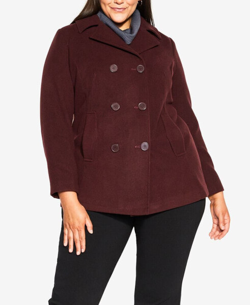 Plus Size Faux Wool Peacoat