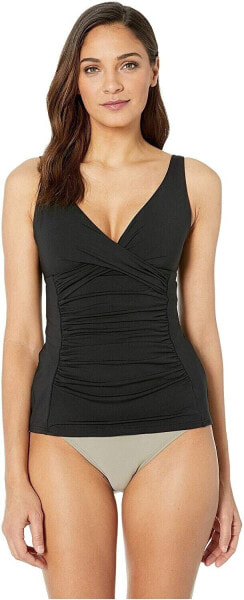 Jets by Jessika Allen Women's 246857 Black Multi-fit Tankini Top Swimsuit Size 6