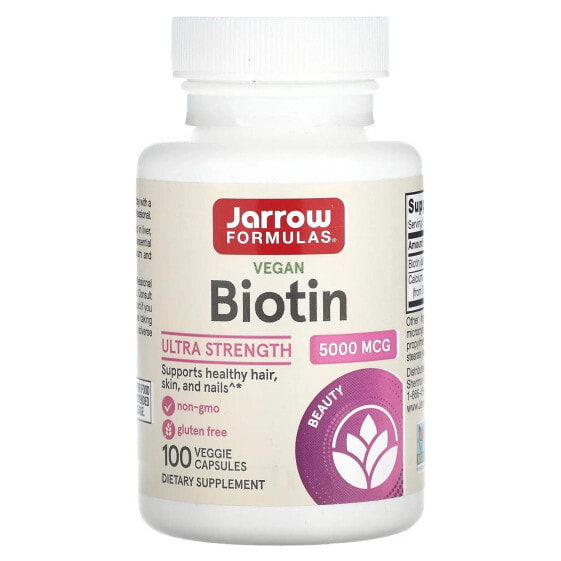Витамины для здоровья кожи Jarrow Formulas Biotin, 5,000 мкг, 100 капсул