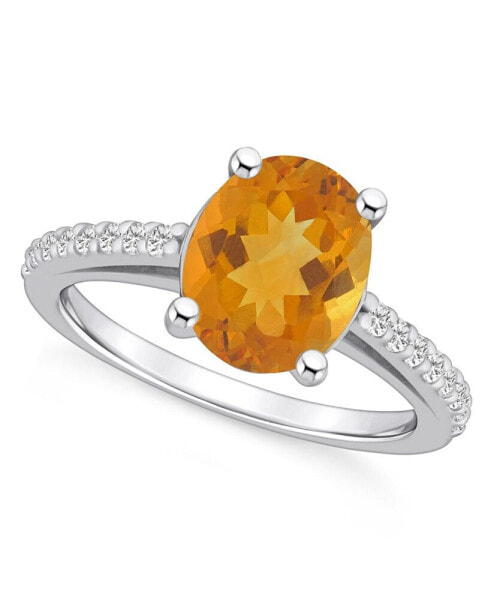 Citrine (2-1/2 ct. t.w.) and Diamond (1/4 ct. t.w.) Ring in 14K White Gold