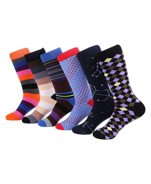 Men's Bold Designer Dress Socks 6 Pack