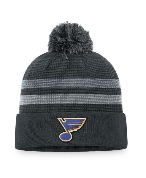 Men's Charcoal St. Louis Blues Authentic Pro Home Ice Cuffed Knit Hat with Pom
