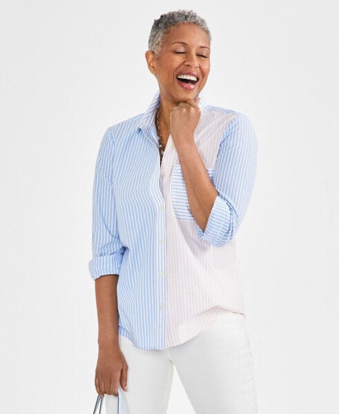 Women's Mixed Stripe Cotton Shirt, Created for Macy's