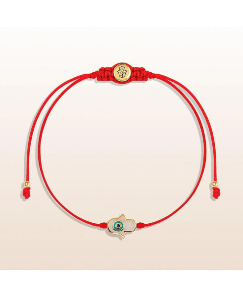 Charismatic Personality - White Enamel Hamsa Red String Bracelet