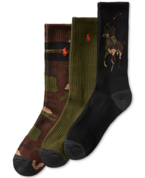 Men's 3-Pk. Camo Pony Crew Socks