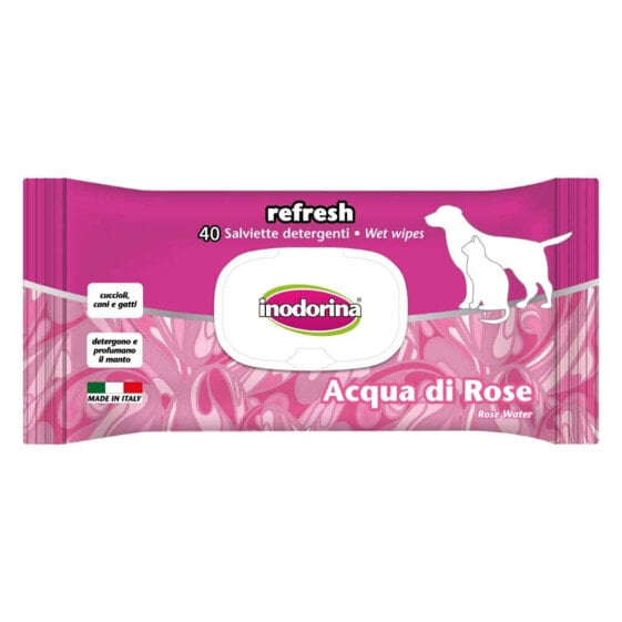 INODORINA Refresh Rose Water 40U Pet Wipes