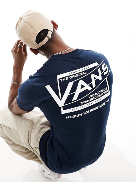 Vans truckin company t-shirt with back print in navy