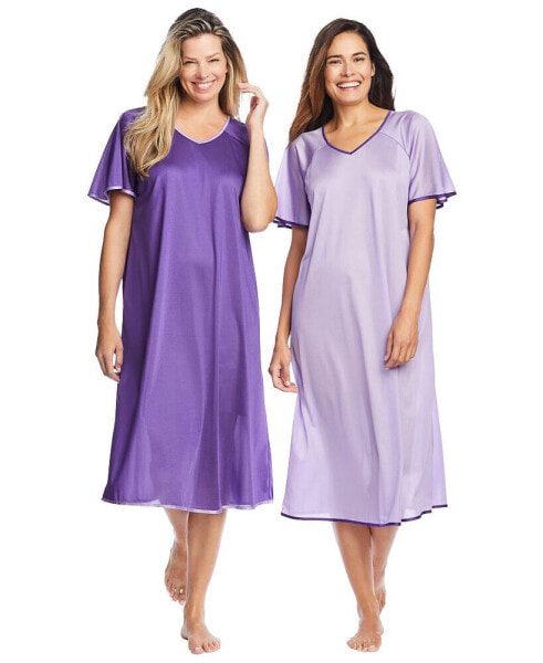 Plus Size 2-Pack Short Silky Gown