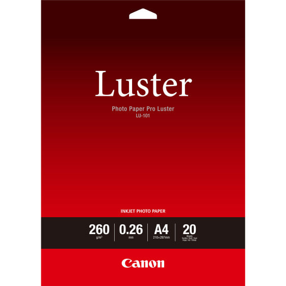 Canon LU-101 Luster Photo Paper Pro A4 - 20 Sheets - Satin - 260 g/m² - White - 260 µm - 10 - 35 °C - 10 - 35 °C