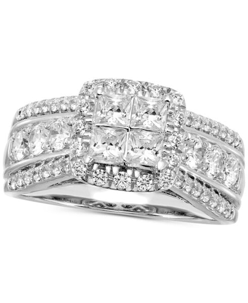 Diamond Princess Halo Engagement Ring (1-5/8 ct. t.w.) in 14k White Gold