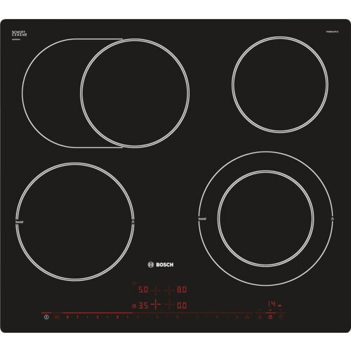 Bosch PKN601DP1D, Black, Built-in, Ceramic, Glass-ceramic, 4 zone(s), 4 zone(s)