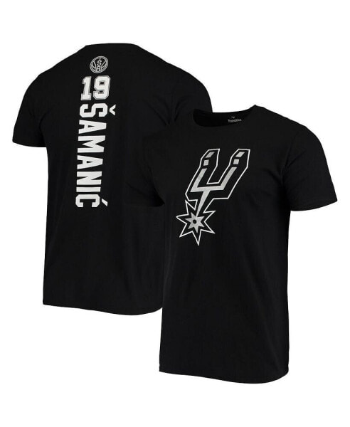 Men's Luka Samanic Black San Antonio Spurs Playmaker Name and Number Logo T-shirt