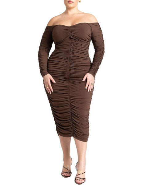 Plus Size Ruched Off The Shoulder Dress