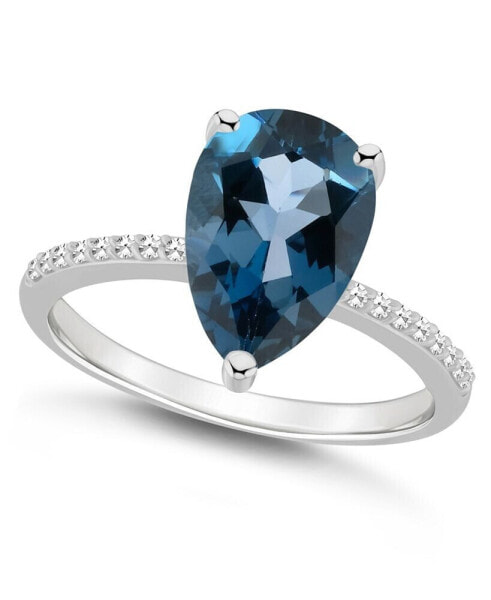 Women's London Blue Topaz (3-2/3 ct.t.w.) and Diamond (1/10 ct.t.w.) Ring in Sterling Silver